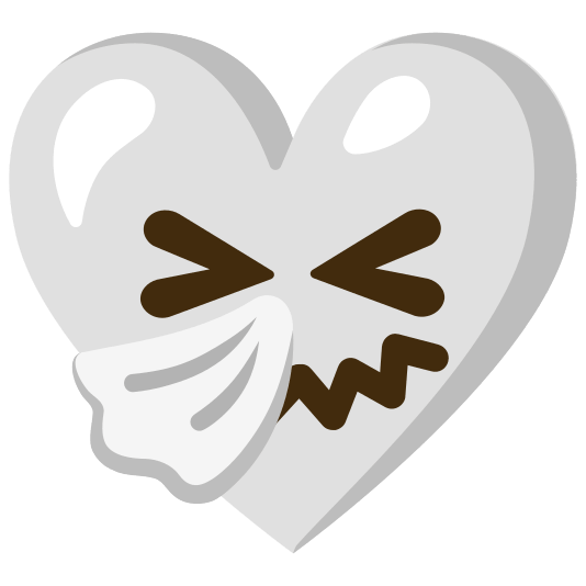 White heart and Sneezing face