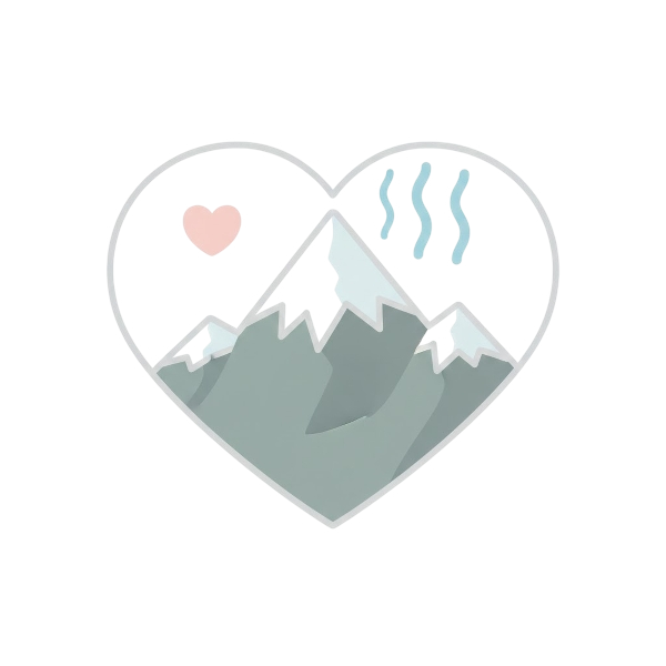 White heart and Snow-capped mountain