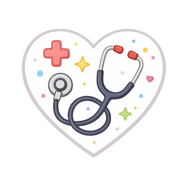 White heart and Stethoscope