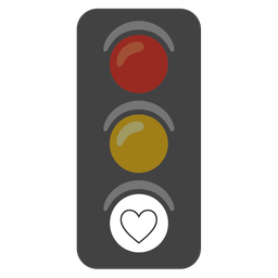 white heart and vertical traffic light