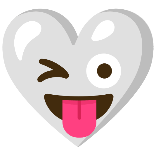 White heart and Winking face with tongue
