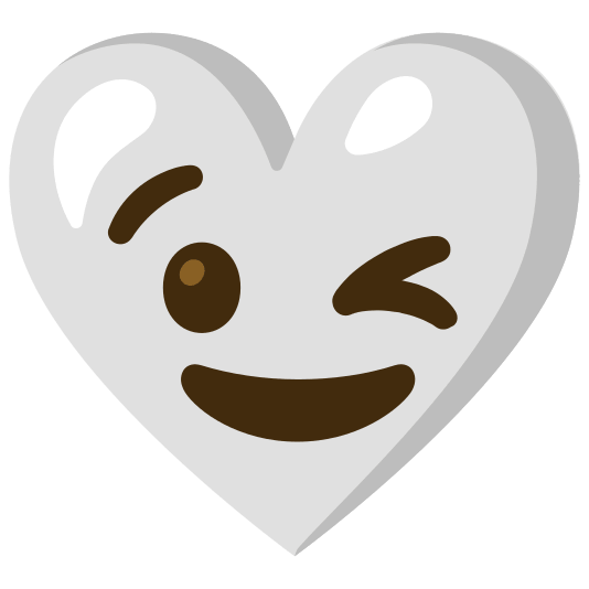 White heart and Winking face