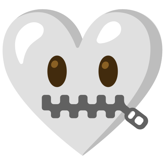 White heart and Zipper-mouth face