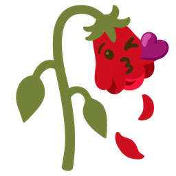 Wilted flower and Face blowing a kiss