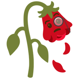 wilted flower and face with monocle