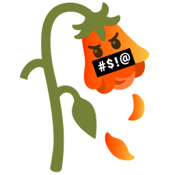 wilted flower and face with symbols on mouth