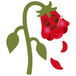 wilted flower and face with thermometer