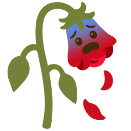 wilted flower and fearful face