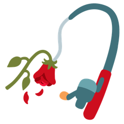 wilted flower and fishing pole