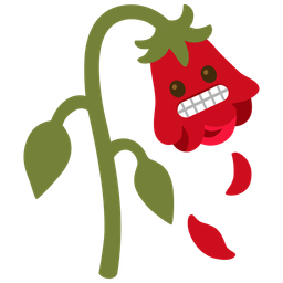 wilted flower and grimacing face