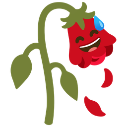 Wilted flower and Grinning face with sweat