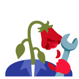 wilted flower and hammer and wrench