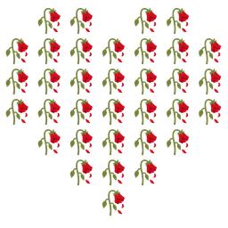 wilted flower and heart suit