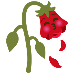 Wilted flower and Kissing face with closed eyes