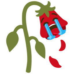 wilted flower and loudly crying face