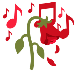 wilted flower and musical notes