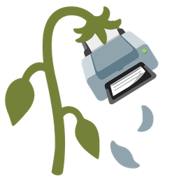 wilted flower and printer