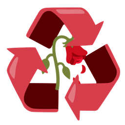 wilted flower and recycling symbol