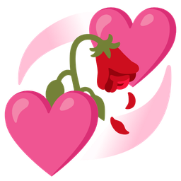 wilted flower and revolving hearts