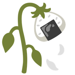 wilted flower and rice ball