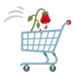 wilted flower and shopping cart