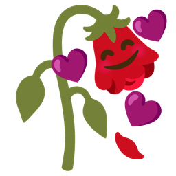 Wilted flower and Smiling face with hearts