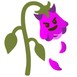 wilted flower and smiling face with horns