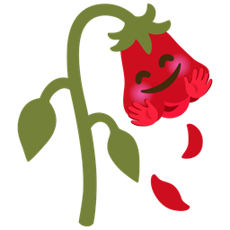 Wilted flower and Smiling face with open hands