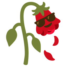 wilted flower and smiling face with sunglasses