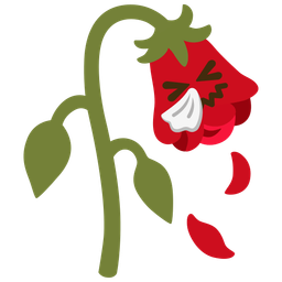 wilted flower and sneezing face