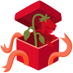 wilted flower and wrapped gift