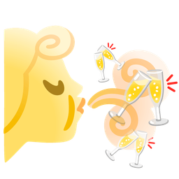 wind face and clinking glasses