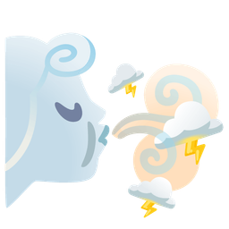 wind face and cloud with lightning