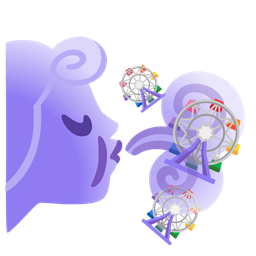 wind face and ferris wheel