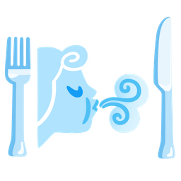 wind face and fork and knife with plate
