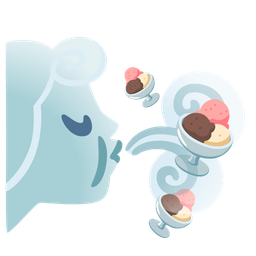 wind face and ice cream