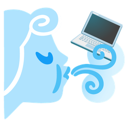 wind face and laptop