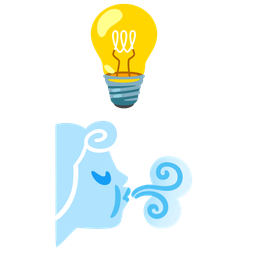 wind face and light bulb