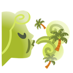 wind face and palm tree