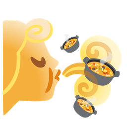 wind face and pot of food