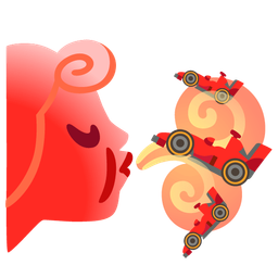 wind face and racing car