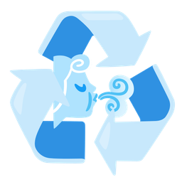 wind face and recycling symbol