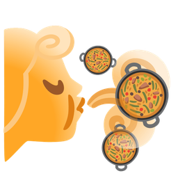 wind face and shallow pan of food