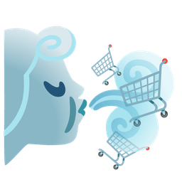 wind face and shopping cart