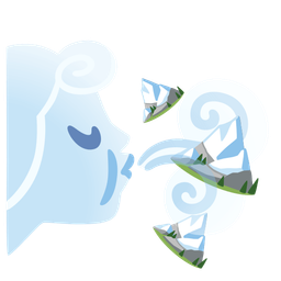 wind face and snow-capped mountain