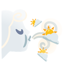 wind face and sun behind cloud