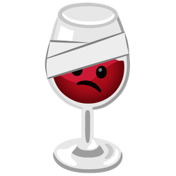 Wine glass and Face with head-bandage
