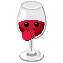 Wine glass and Face with open eyes and hand over mouth
