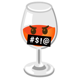 Wine glass and Face with symbols on mouth