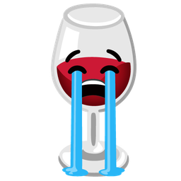 Wine glass and Loudly crying face
